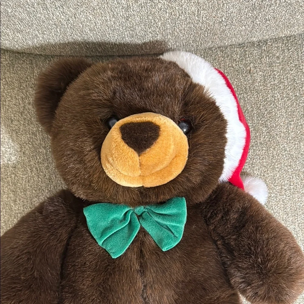 JC Penney Christmas Brown Teddy Bear Plush 24" Santa Hat Soft Stuffed Toy Gift - Picture 11 of 12